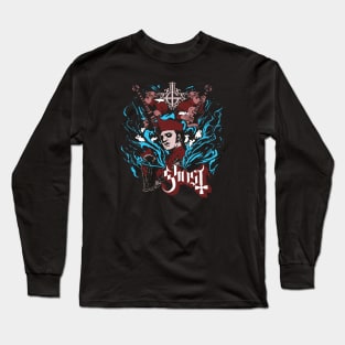 Ghost Retro Dark Red Long Sleeve T-Shirt